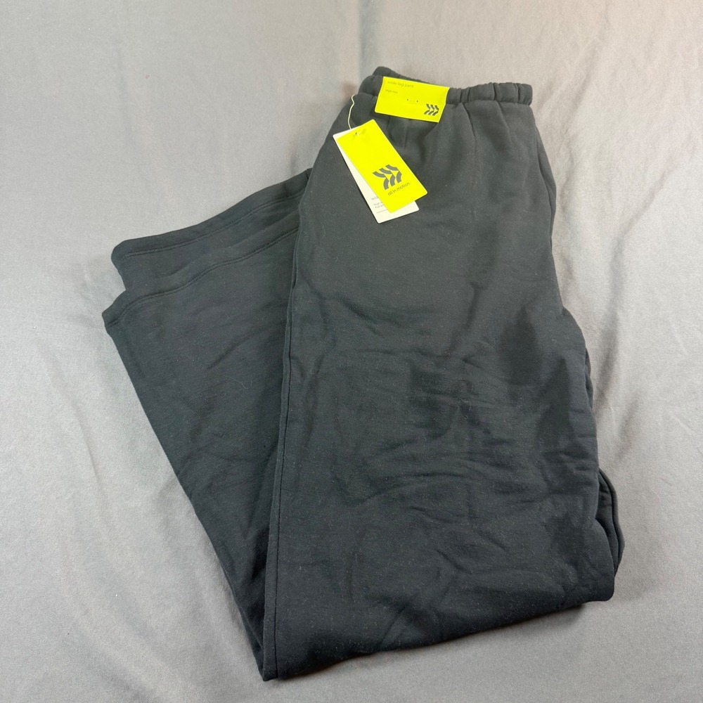 All in Motion Kids Girls Black Wide Leg Pants High Rise Fleece Size XL 14 NWT